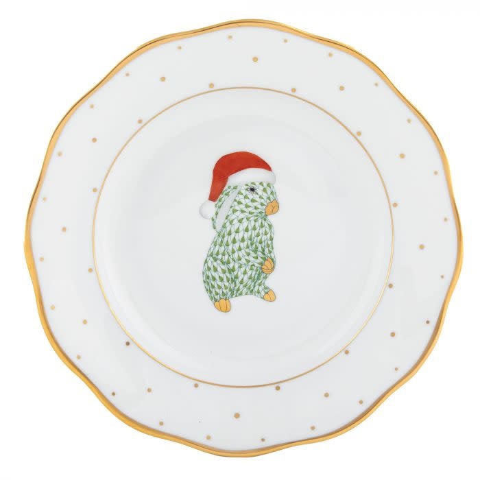 Herend Christmas Dessert | 8.25in Santa Bunny