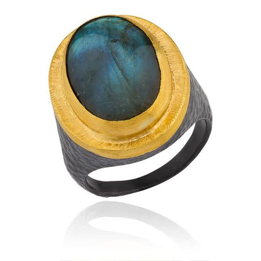 Labradorite North South Oval  Pompei Ring | S8.5
