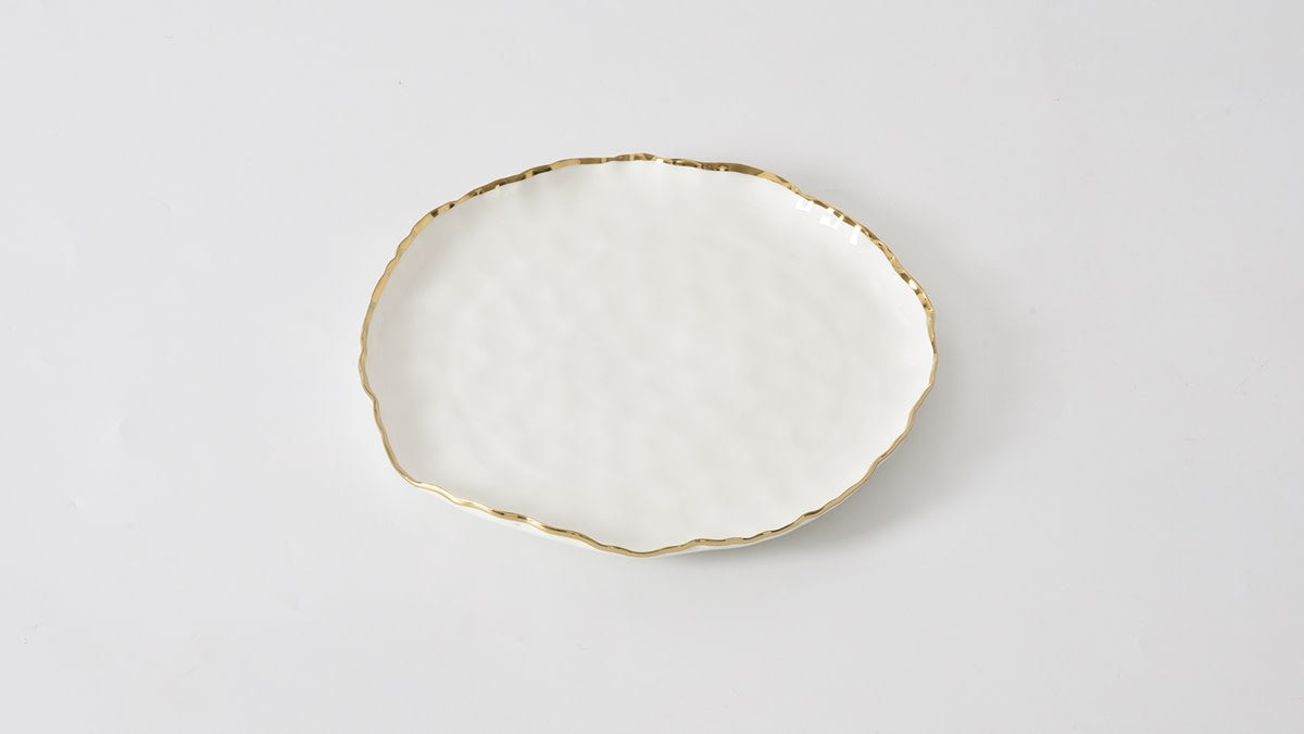 Porcelain + Gold Titanium Round Platter | 11x1in