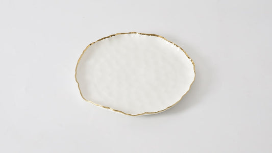 Porcelain + Gold Titanium Round Platter | 11x1in