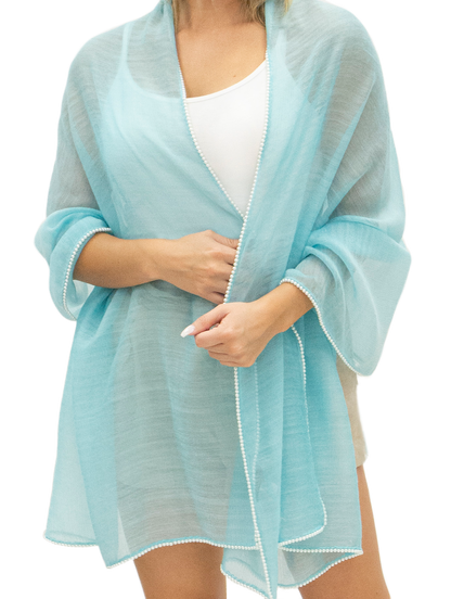 Breezy Wool + Silk Scarf With Pearls | Ice
