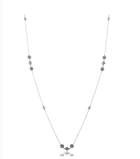 Silver Mixed Icon Station Wrap Necklace