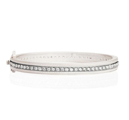 Silver & Black Pave Row Bangle