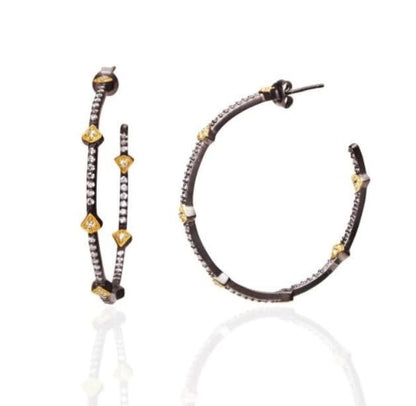 Signature Arrow Station Hoop Earrings Silver