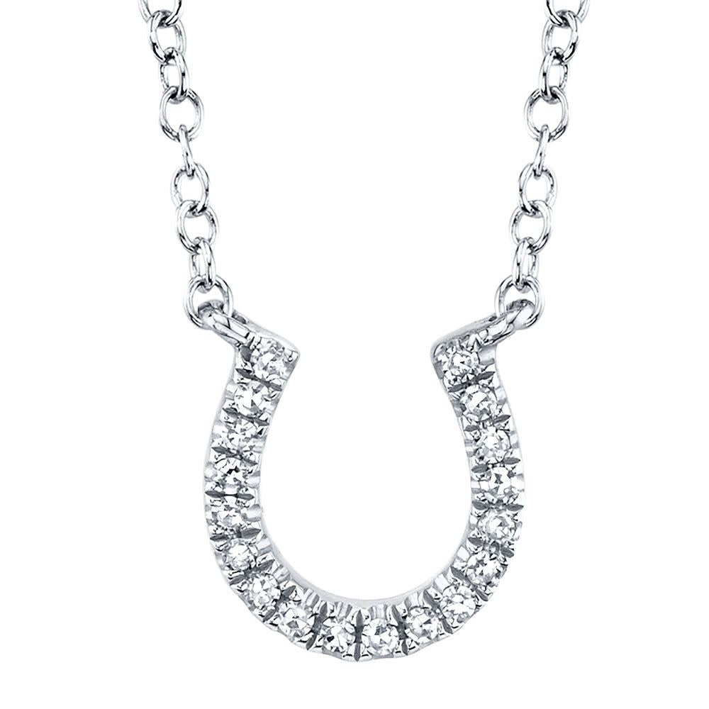 0.06Ct 14K WG Diamond Horseshoe Necklace
