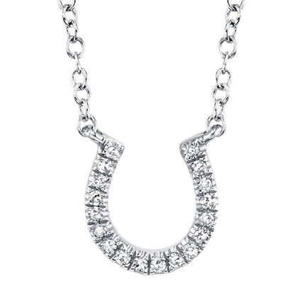 0.06Ct 14K WG Diamond Horseshoe Necklace
