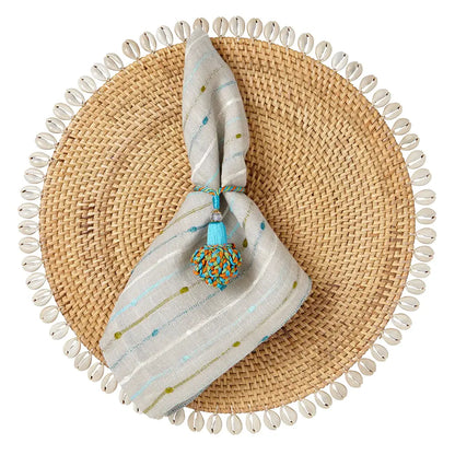 Rattan + Shell Placemats Set of 4|Beige