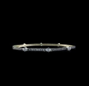 Marquise Station + Pave Diamondique Bangle Bracelet |Matte Gold
