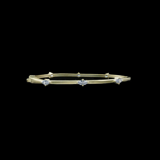 Matte Gold Thin Bangle With Diamond Shape  Cz Stones