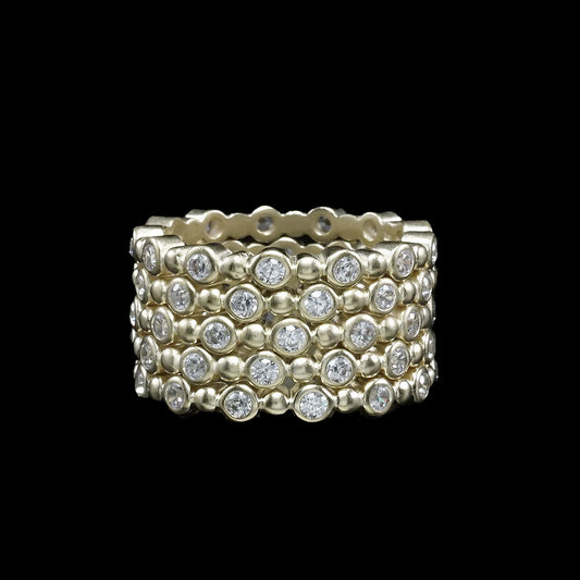 Diamondique Bezel Set 5 Band Stackable Ring Set | S7 Matte Gold