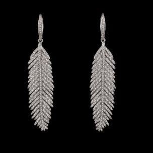 Diamondique Feather Earrings | 3in Silver