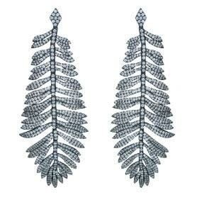 Diamondique Long Feather Earrings | 3.75in Silver