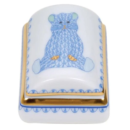 Herend Tooth Fairy Box | 1.75in Blue Bear
