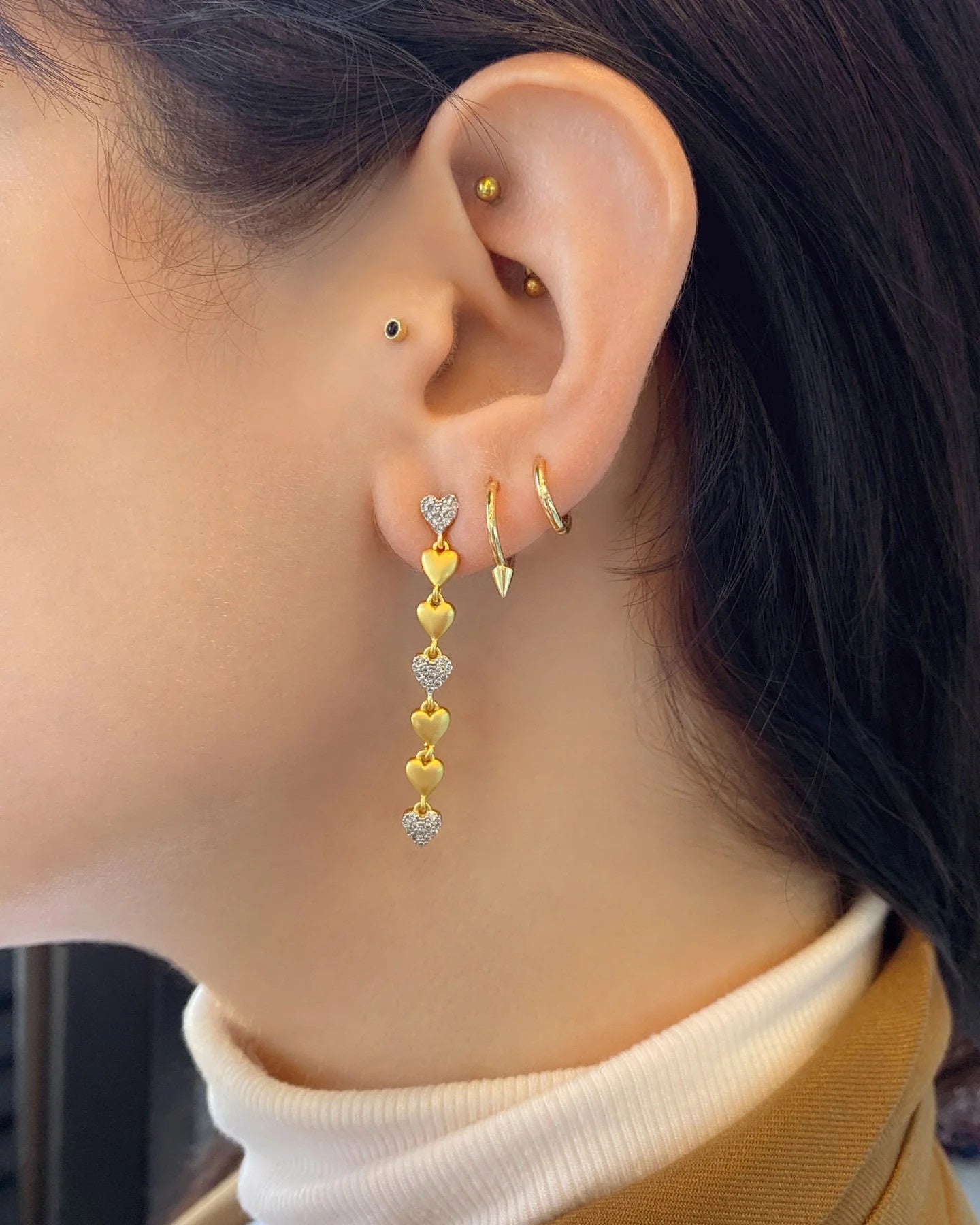 Heart Linear Drop Earrings