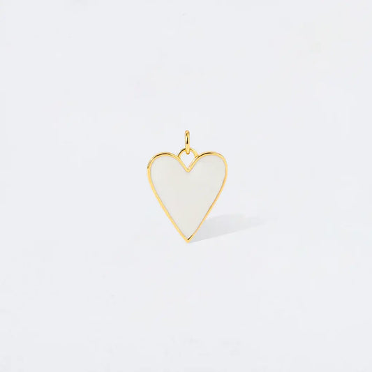 Large White Heart Charm Pendant