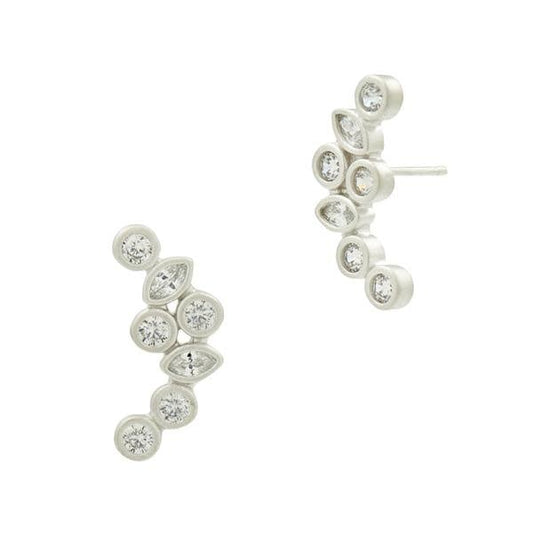 Geo Stone Radiance Climber Earrings Silver