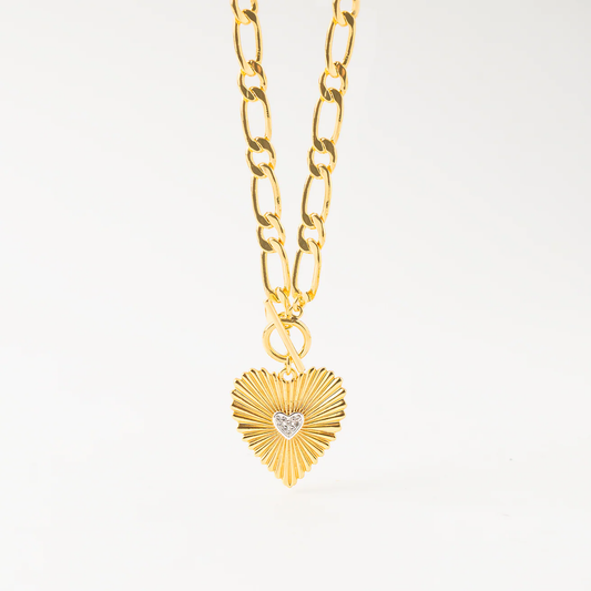 Keep Your Heart Open Pendant Chain Charm Necklace 18kgp | 18-20in