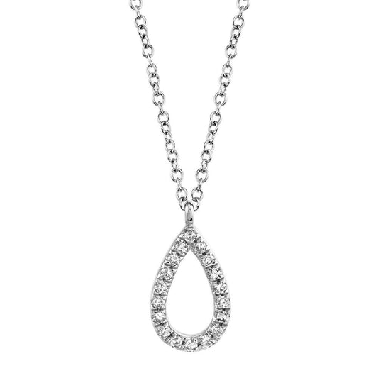 0.06Ct 14K WG Diamond Pear Necklace