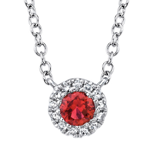 Diamond + Ruby Necklace | .04c + .14c 14k WG