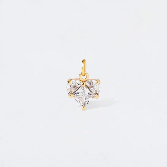 Gold Crystal Heart Charm Pendant