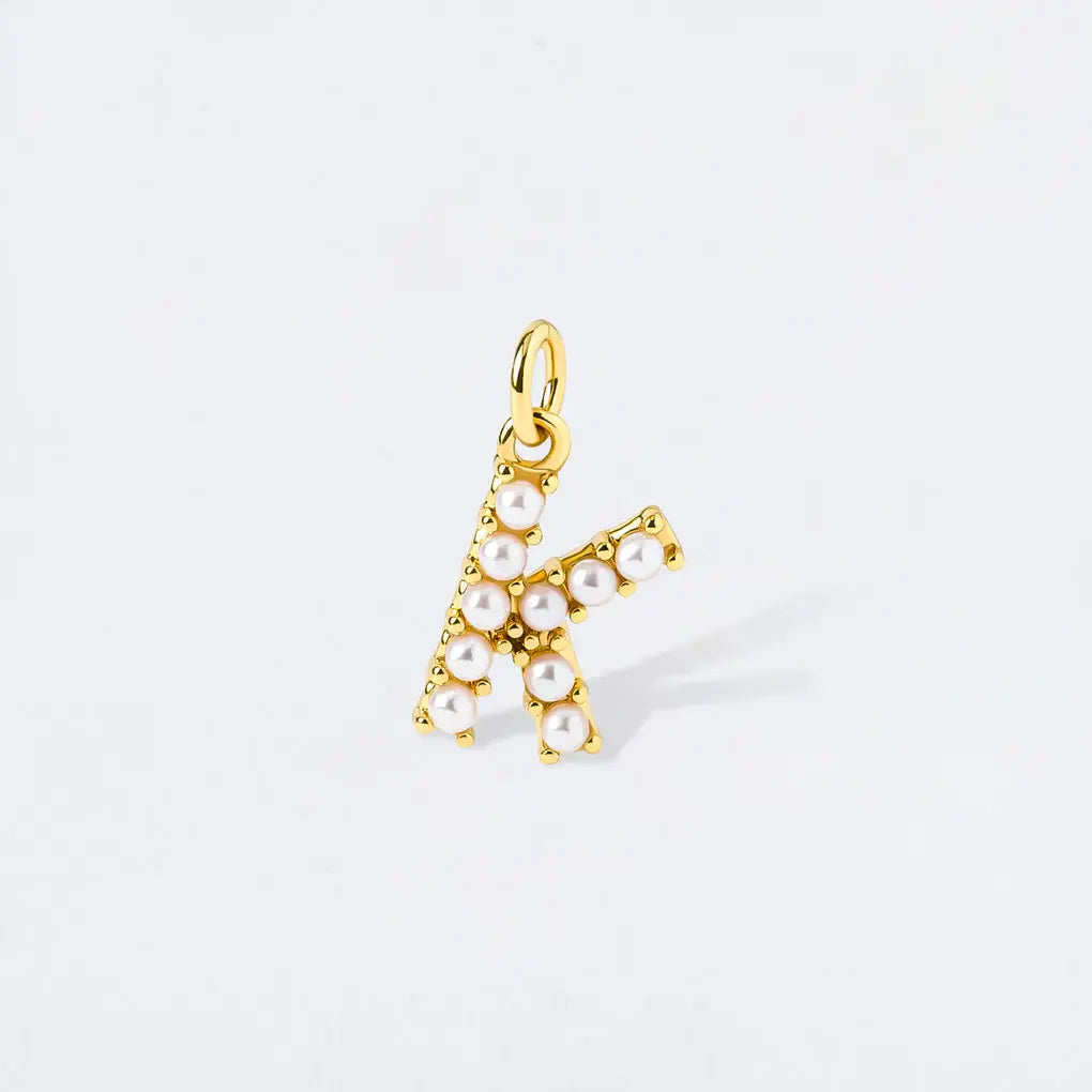 Pearl Initial Charm Pendant | K
