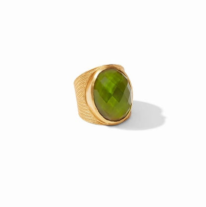 Verona Statement Ring Gold Iridescent Chalcedony Blue - Size 8 (Adjustable)