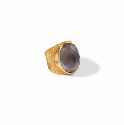 Verona Statement Ring Gold Iridescent Chalcedony Blue - Size 8 (Adjustable)