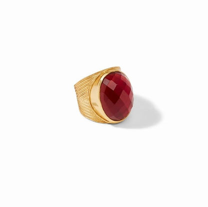 Verona Statement Ring Gold Iridescent Chalcedony Blue - Size 8 (Adjustable)