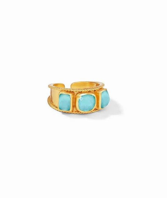 Savoy Ring Gold | Iridescent Bahamian Blue Size 8/9