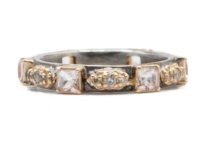 Rose Gold Mini Scroll Morganite Stack Ring