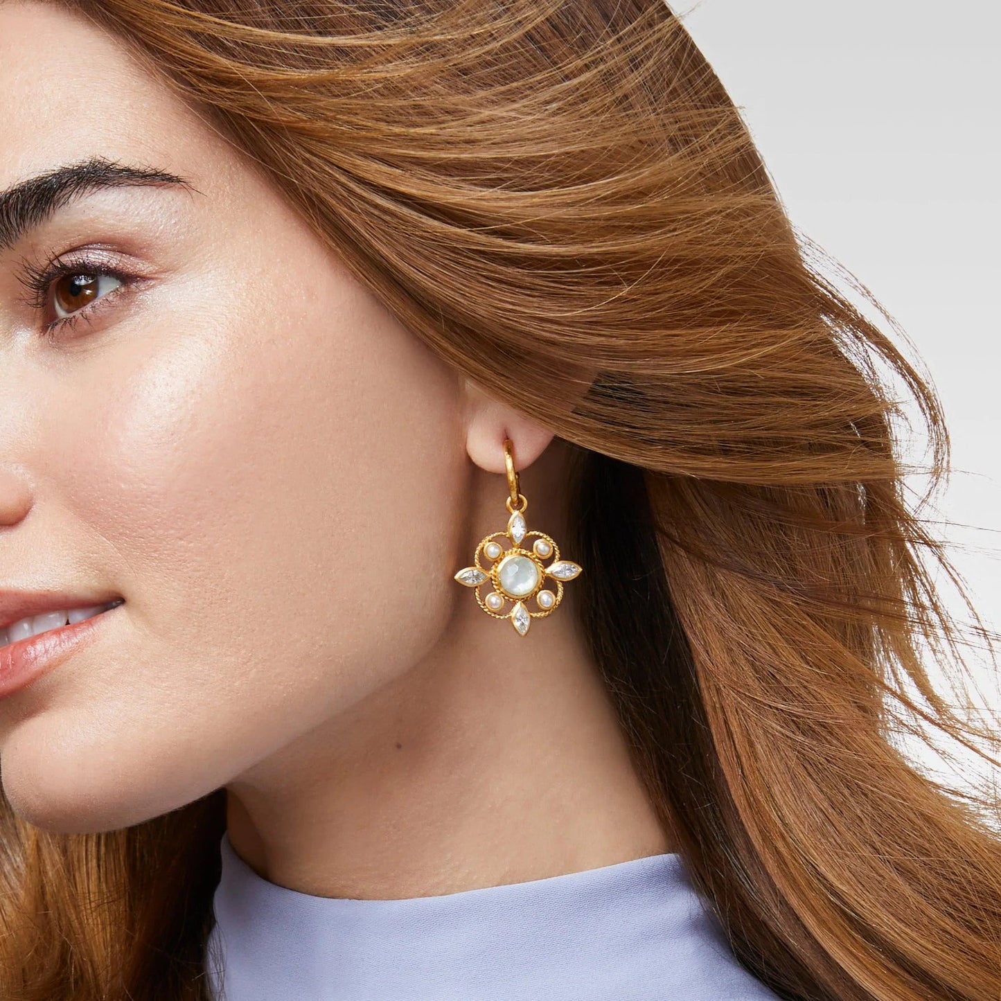 Monaco Hoop + Charm Earring | Iridescent Charcoal Blue