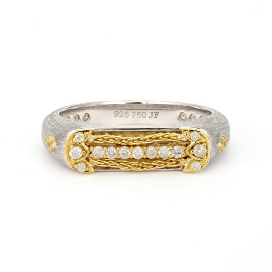 Mixed Metal Woven Rope Chain Ring