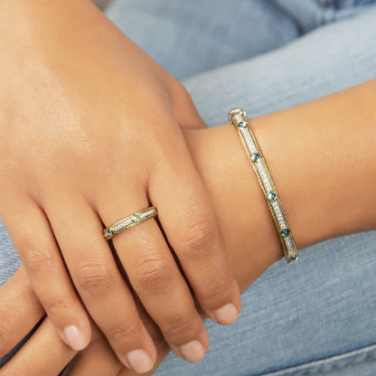 Mixed Metal Woven Rope Pave Diamond Ring 6.5