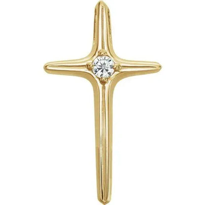 Crystal Center Pointed Cross Charm Pendant