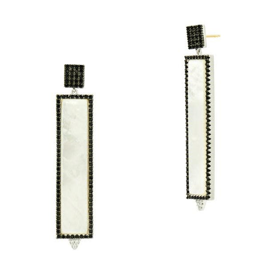 Industrial Finish Mother Of Pearl Rectangle Earrings