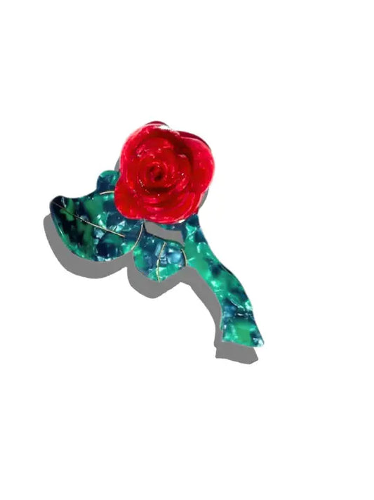 Handmade Origami Claw Clip | Red Rose Stem