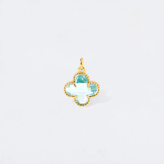 Ocean Blue Puff Clover Charm Pendant