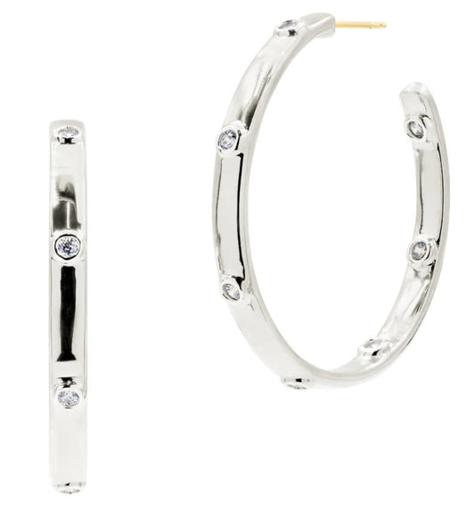 Large Silver Chunky Hoop Earrings