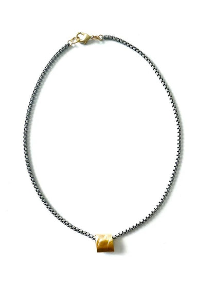 Rolo Antique Silver + Gold Nugget Necklace