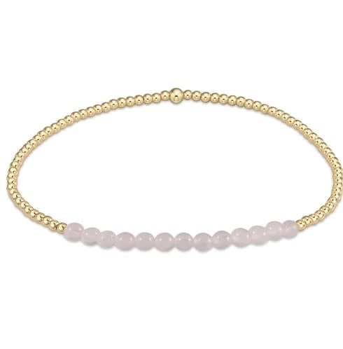 Gold Bliss 2mm Bead Bracelet - Rose Quartz