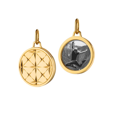 Small Round Mosaic Half Locket 18k Gold