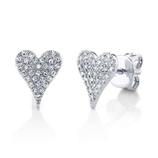 0.14Ct 14K WG Diamond Pave Heart Stud Earring