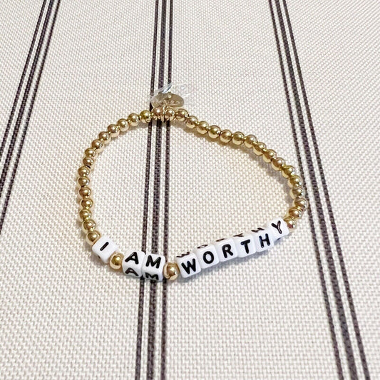 I Am Worthy Beaded Stretch Bracelet