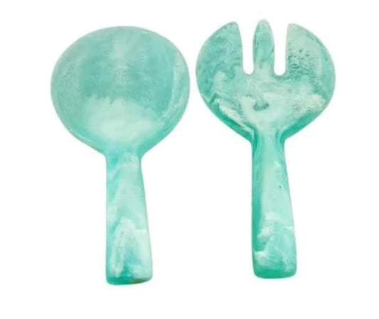 Resinware Handcrafted Salad Server Set | Short Handle 7.87in
