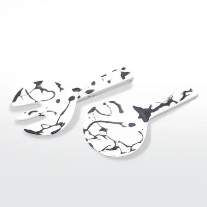 Resinware Handcrafted Salad Server Set | Short Handle 7.87in
