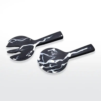 Resinware Handcrafted Salad Server Set | Short Handle 7.87in