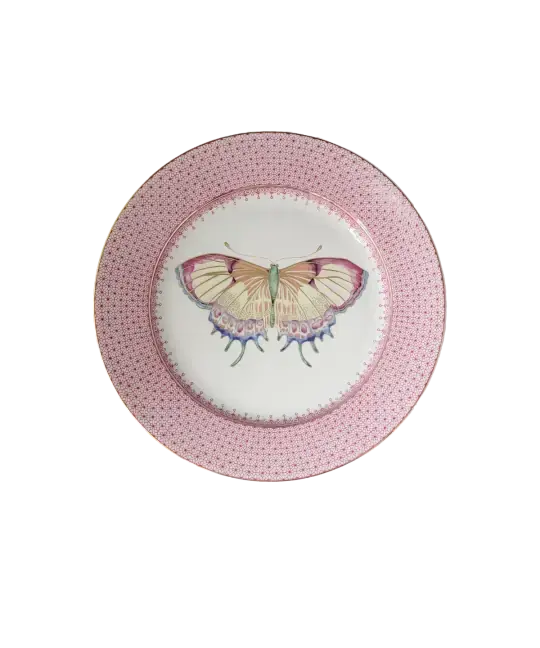 Mottahedeh Pink Lace Butterfly Dessert Plate | 8.5in