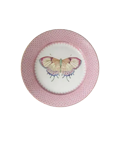 Mottahedeh Pink Lace Butterfly Dessert Plate | 8.5in