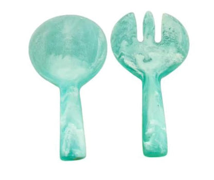 Resinware Handcrafted Salad Server Set | Short Handle 7.87in