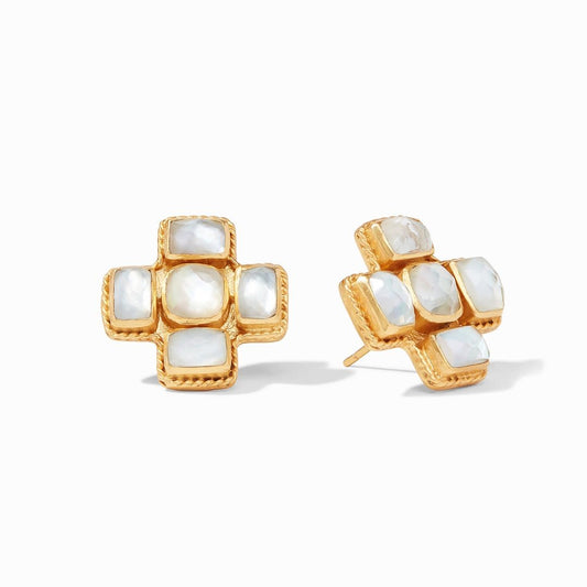 Savoy Earrings Gold Iridescent Clear Crystal